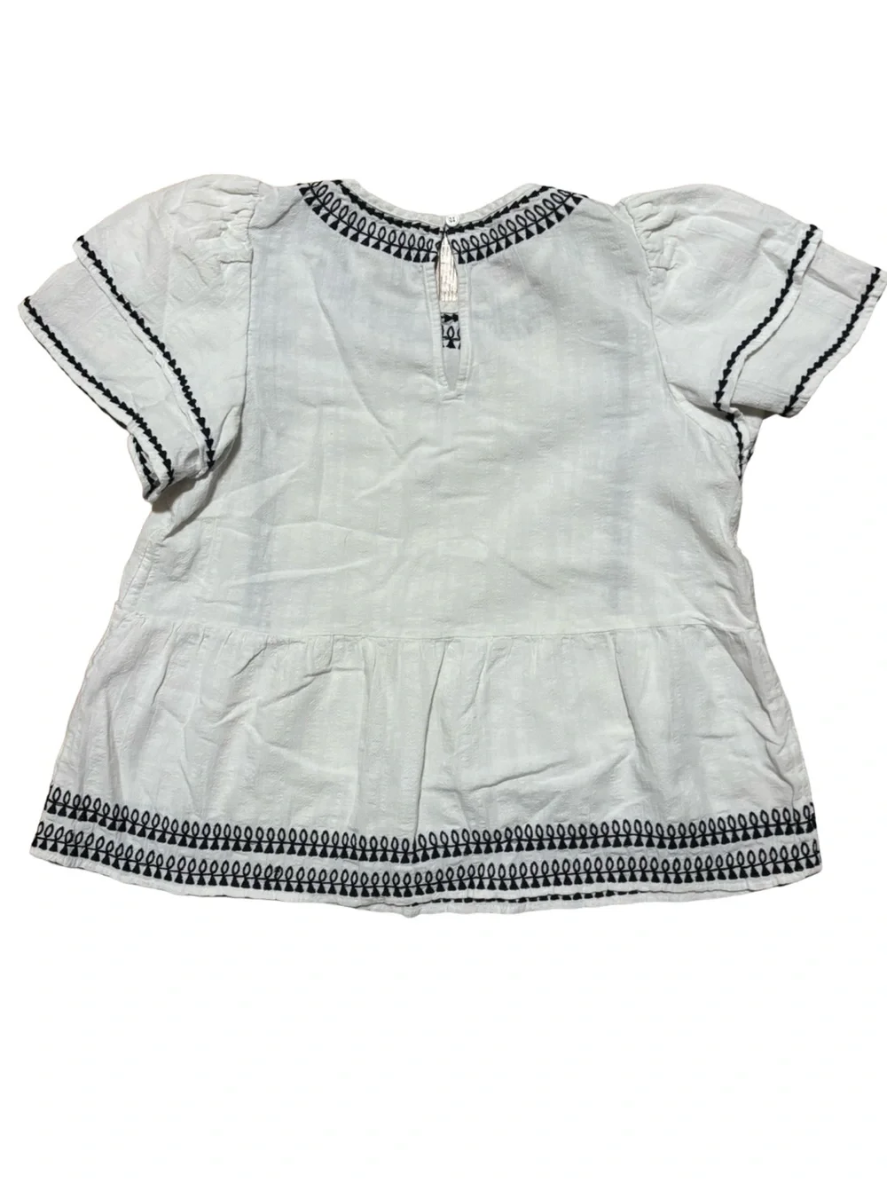 LOFT White Embroidered Cottagecore Coastal Bohemian Modern Minimalist Top XXSP
